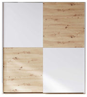 Schwebetürenschrank Kleiderschrank SCHACH&MATT Weiß / Artisan Eiche