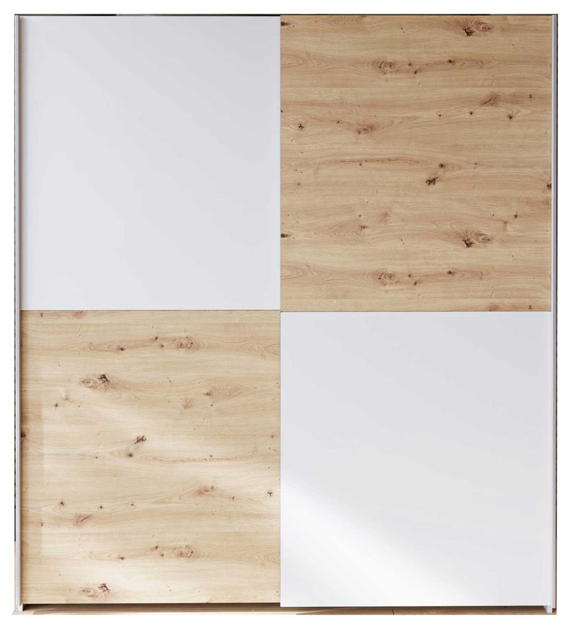 Schwebetürenschrank Kleiderschrank SCHACH&MATT Weiß / Artisan Eiche