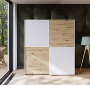 Schwebetürenschrank Kleiderschrank SCHACH&MATT Weiß / Artisan Eiche