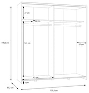 Schwebetürenschrank Kleiderschrank SCHACH&MATT Weiß / Artisan Eiche