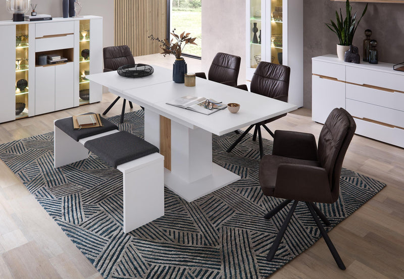 Esstisch MEMPHIS 160 x 90 cm ausziehbar auf 210 cm Weiß Artisan Eiche — Trendmöbel24