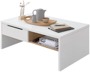 Couchtisch Wohnzimmertisch MEMPHIS Weiß mit Artisan Eiche 110 x 65 cm