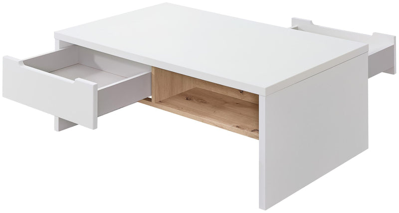 Couchtisch Wohnzimmertisch MEMPHIS Weiß mit Artisan Eiche 110 x 65 cm