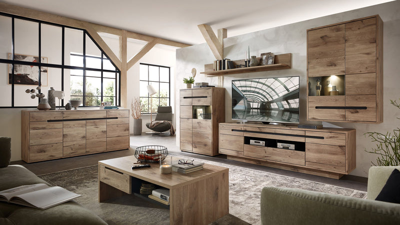 Hängevitrine BELLANO Viking Oak Nature mit LED