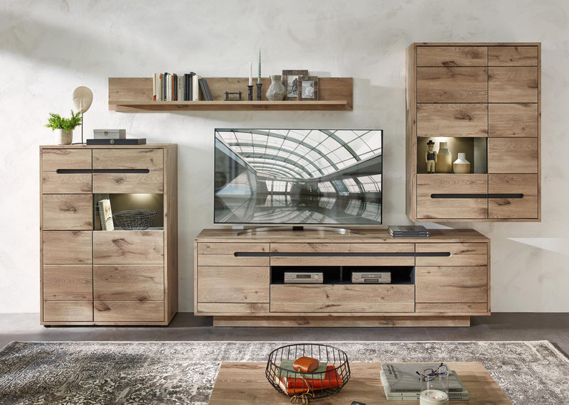 Hängevitrine BELLANO Viking Oak Nature mit LED