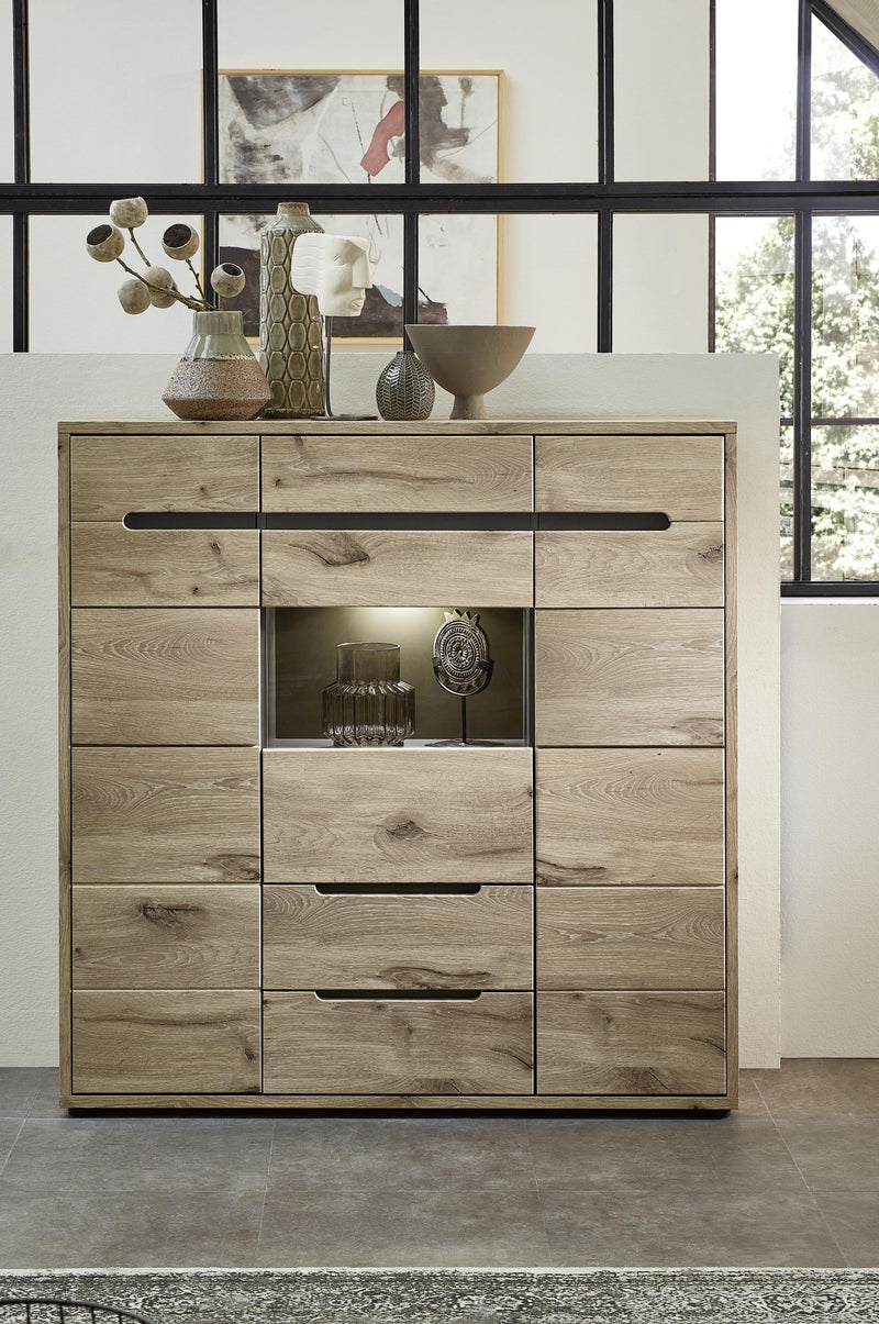 Highboard BELLANO Viking Oak Nature mit Graphit