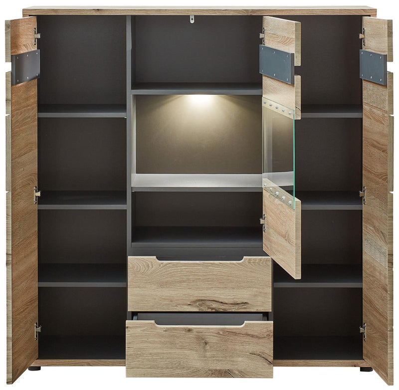 Highboard BELLANO Viking Oak Nature mit Graphit