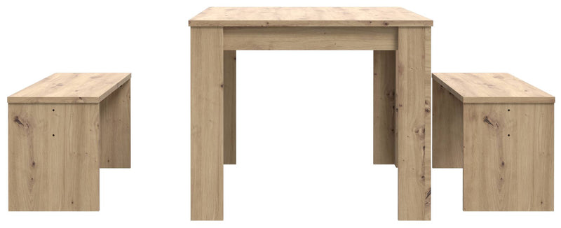 Tischgruppe Esstisch 140 x 90 mit 2 Bänken Dekor Artisan Eiche Forte