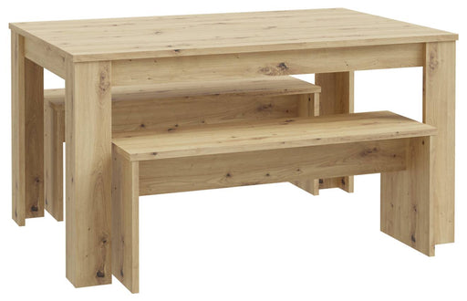 Tischgruppe Esstisch 140 x 90 mit 2 Bänken Dekor Artisan Eiche Forte