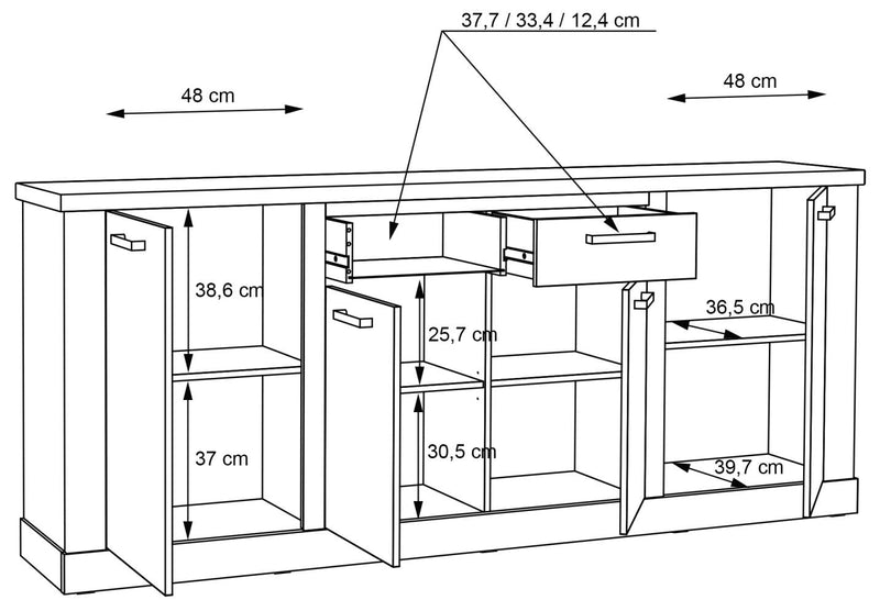 Sideboard CORONA 4 Türen 2 Schubladen Optik Artisan Eiche von Forte