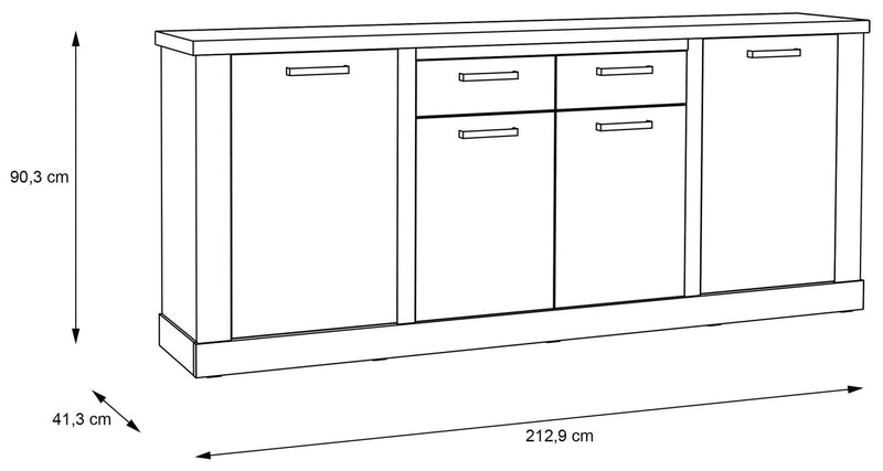 Sideboard CORONA 4 Türen 2 Schubladen Optik Artisan Eiche von Forte