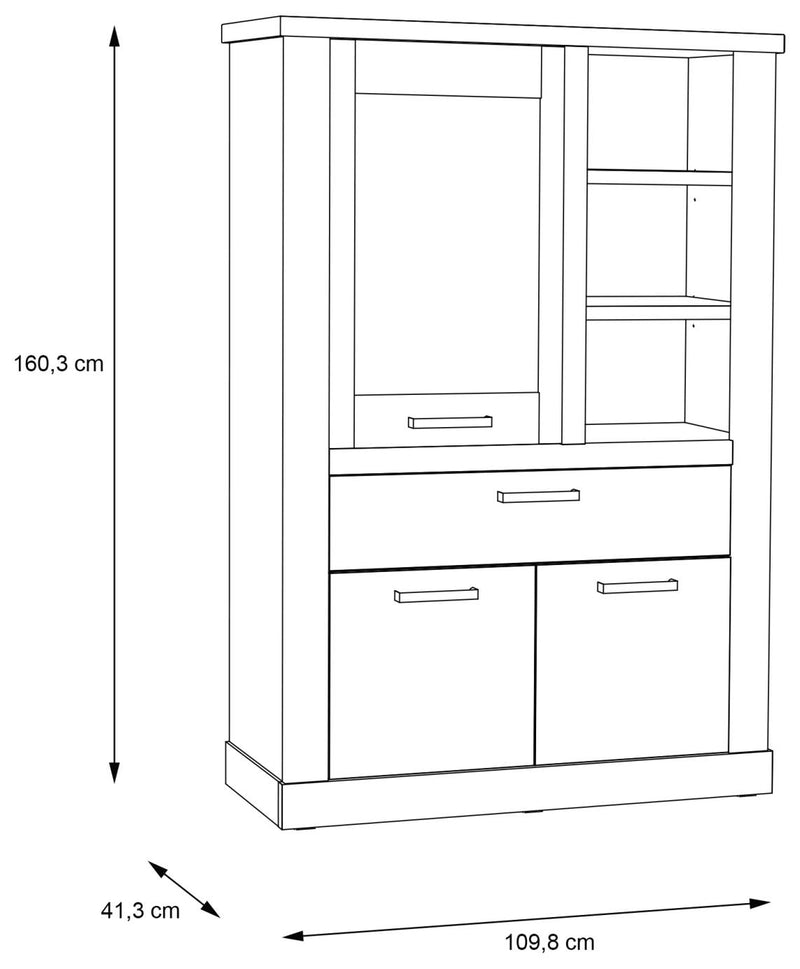 Highboard CORONA 3-trg. 1 Schublade in Artisan Eiche von Forte