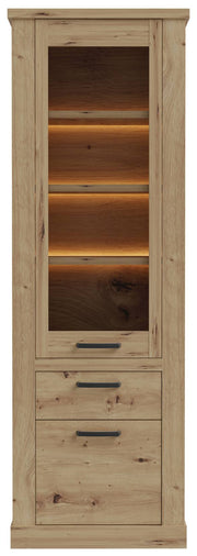 Vitrine CORONA mit Beleuchtung 2 Türen Artisan Eiche von Forte