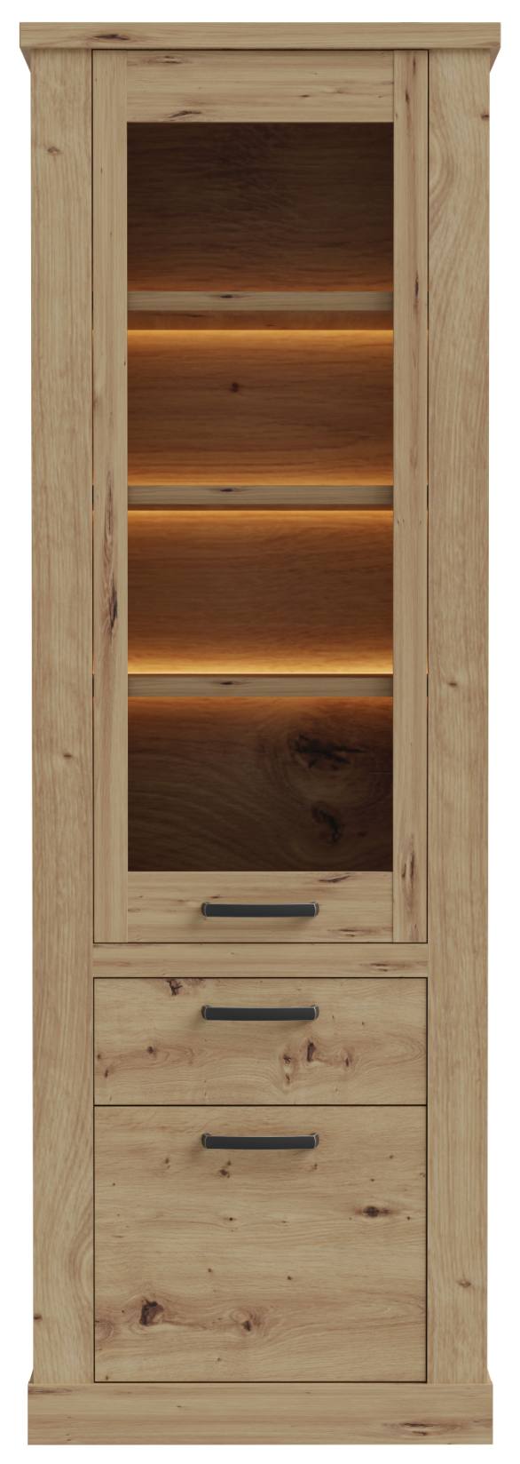 Vitrine CORONA mit Beleuchtung 2 Türen Artisan Eiche von Forte