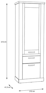 Vitrine CORONA mit Beleuchtung 2 Türen Artisan Eiche von Forte