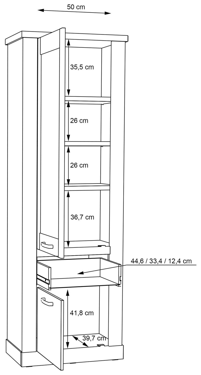 Vitrine CORONA mit Beleuchtung 2 Türen Artisan Eiche von Forte