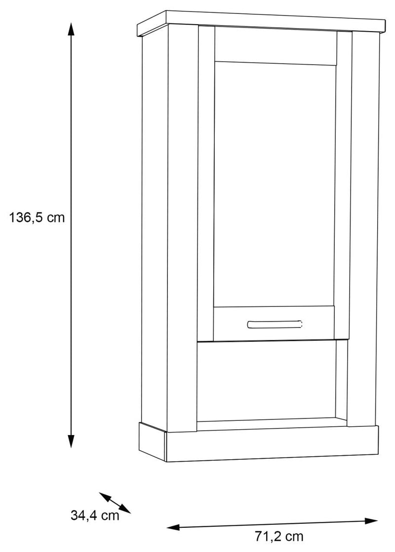 Hängevitrine CORONA 1 Glastür beleuchtet Hängeschrank Artisan Eiche