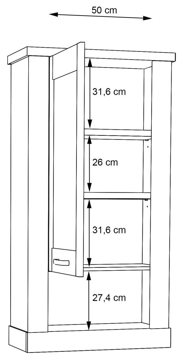 Hängevitrine CORONA 1 Glastür beleuchtet Hängeschrank Artisan Eiche