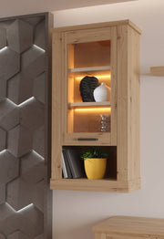 Hängevitrine CORONA 1 Glastür beleuchtet Hängeschrank Artisan Eiche