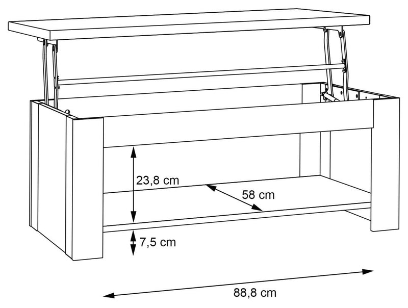 Couchtisch CORONA 110 x 65 mit aufklappbarer Platte in Artisan Eiche