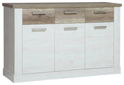 Sideboard DURO 3 Türen und 3 Schubladen Farbton Pinie weiß antik