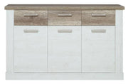 Sideboard DURO 3 Türen und 3 Schubladen Farbton Pinie weiß antik
