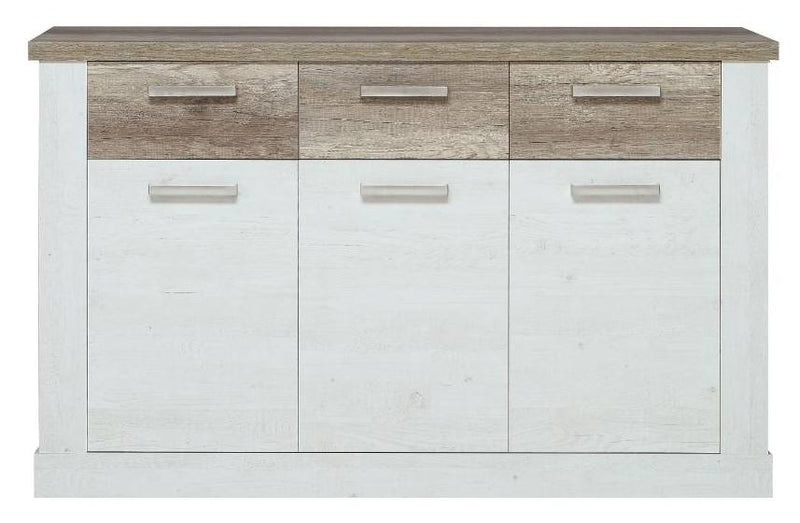Sideboard DURO 3 Türen und 3 Schubladen Farbton Pinie weiß antik