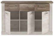 Sideboard DURO 3 Türen und 3 Schubladen Farbton Pinie weiß antik