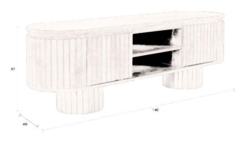 Lowboard KENJI aus Mangoholz mit schwarzem Finnish von DutchBone