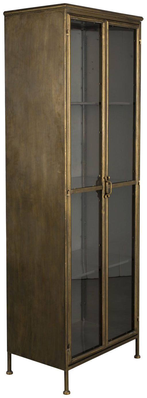 Vintage Metall Schrank Vitrine GERTLUSH von DutchBone mit Glastüren und Metallrahmen, Gesamtansicht.