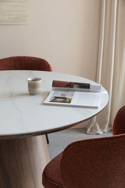 Esstisch Tisch ALMIRA Oval 200x90 walnussfarben mit Marmoroptik