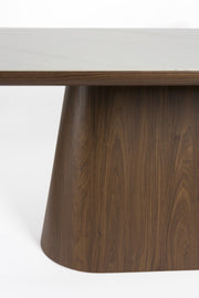 Esstisch Tisch ALMIRA Oval 200x90 walnussfarben mit Marmoroptik