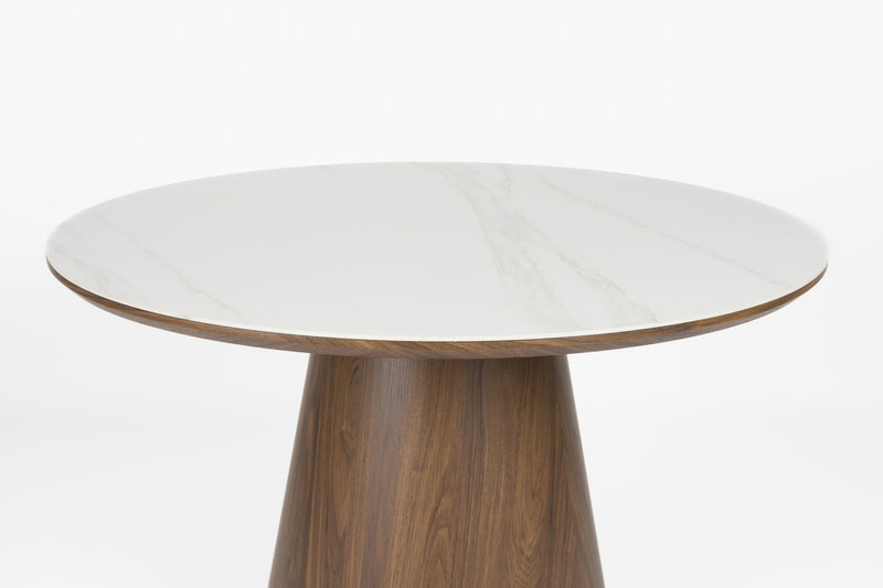 Esstisch Tisch ALMIRA rund 115x115 walnussfarben mit Marmoroptik