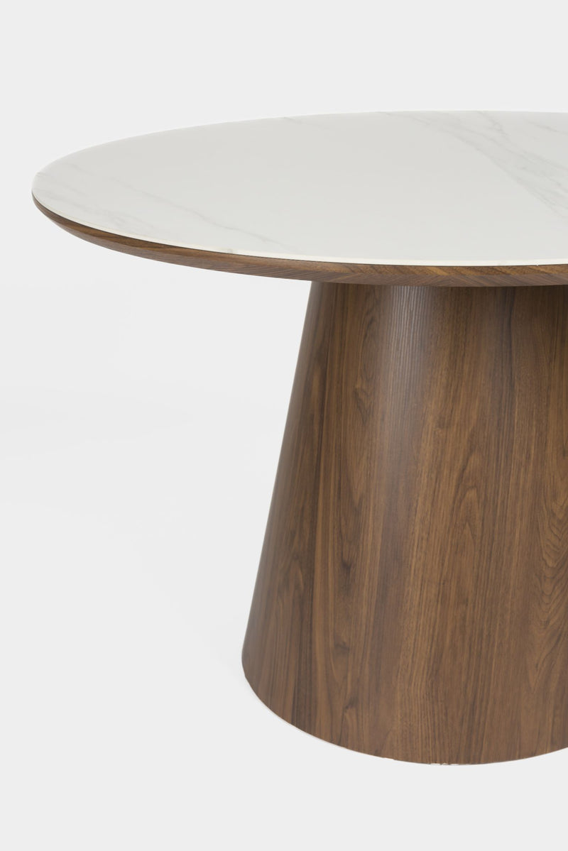 Esstisch Tisch ALMIRA rund 115x115 walnussfarben mit Marmoroptik