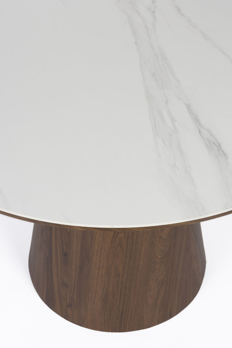 Esstisch Tisch ALMIRA rund 115x115 walnussfarben mit Marmoroptik