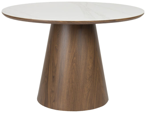 Esstisch Tisch ALMIRA rund 115x115 walnussfarben mit Marmoroptik