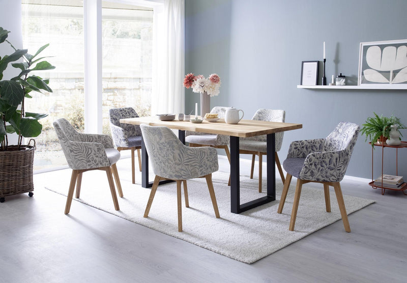 Esstisch ROCKFORD 160 x 90 cm Wildeiche Massivholz geölt Gestell Metall