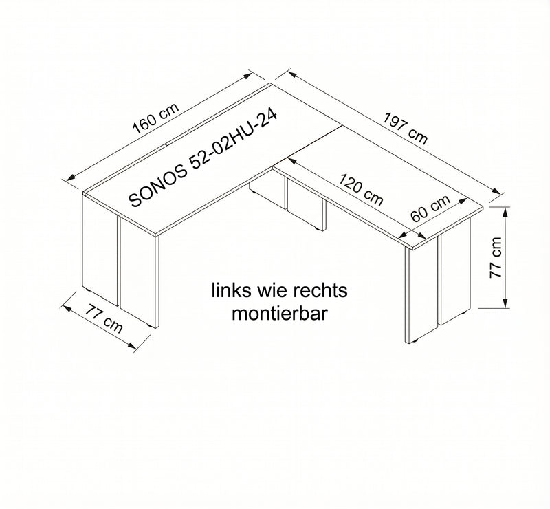 Eckschreibtisch SONOS Old Artisan Eiche 197 x 160 cm von Innostyle