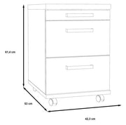 Rollcontainer DURO mit Schloß 3 Schubladen Dekor Pinie weiß antik