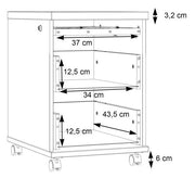 Rollcontainer DURO mit Schloß 3 Schubladen Dekor Pinie weiß antik