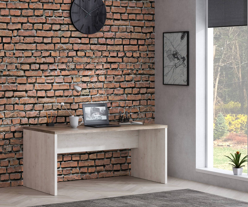 Schreibtisch Bürotisch DURO 160 cm Dekor Pinie weiß antik von Forte