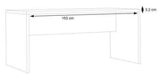 Technische Zeichnung des Schreibtisch Bürotisch DURO 160 cm Dekor Pinie weiß antik mit Maßangaben von oben.