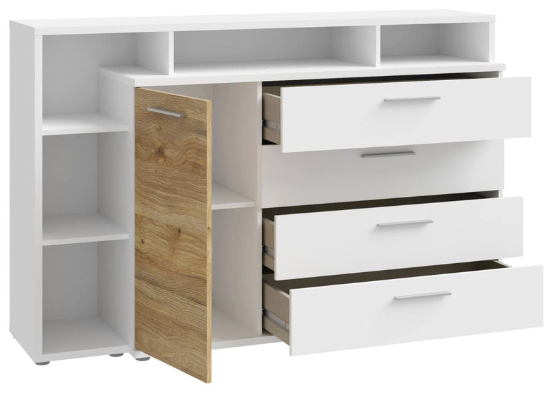 Sideboard Wäschekommode MAYACUS Dekor Weiß / Mauvella Eiche von Forte