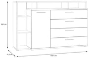 Sideboard Wäschekommode MAYACUS Dekor Weiß / Mauvella Eiche von Forte