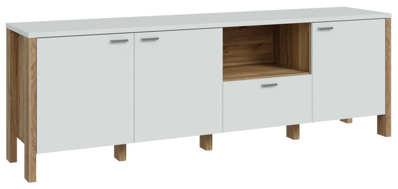 TV-Board SAITAMA Lowboard Dekor Secrey Grey / Eiche Nachbildung Forte