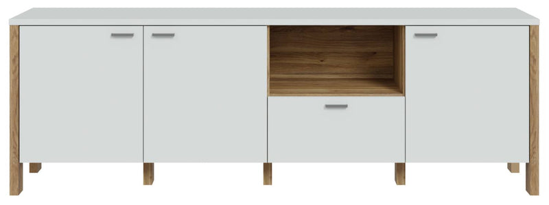 TV-Board SAITAMA Lowboard Dekor Secrey Grey / Eiche Nachbildung Forte