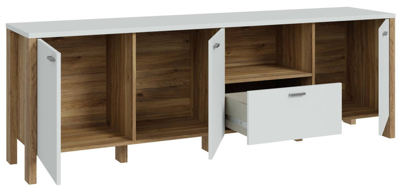 TV-Board SAITAMA Lowboard Dekor Secrey Grey / Eiche Nachbildung Forte
