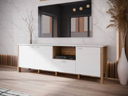 TV-Board SAITAMA Lowboard Dekor Secrey Grey / Eiche Nachbildung Forte