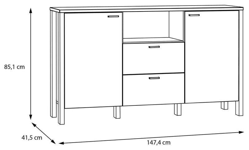 Sideboard Kommode SAITAMA Dekor Secret Grey und Mauvella Eiche Forte