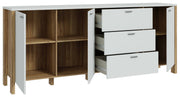 Sideboard SAITAMA 3-trg. Dekor Secret Grey und Mauvella Eiche Forte